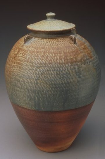 Lidded Jar, 13.5_H x 9_W x 9_L , Stoneware, Ash Glazed