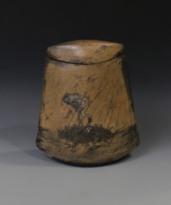Sandhill Crane covered jar front
